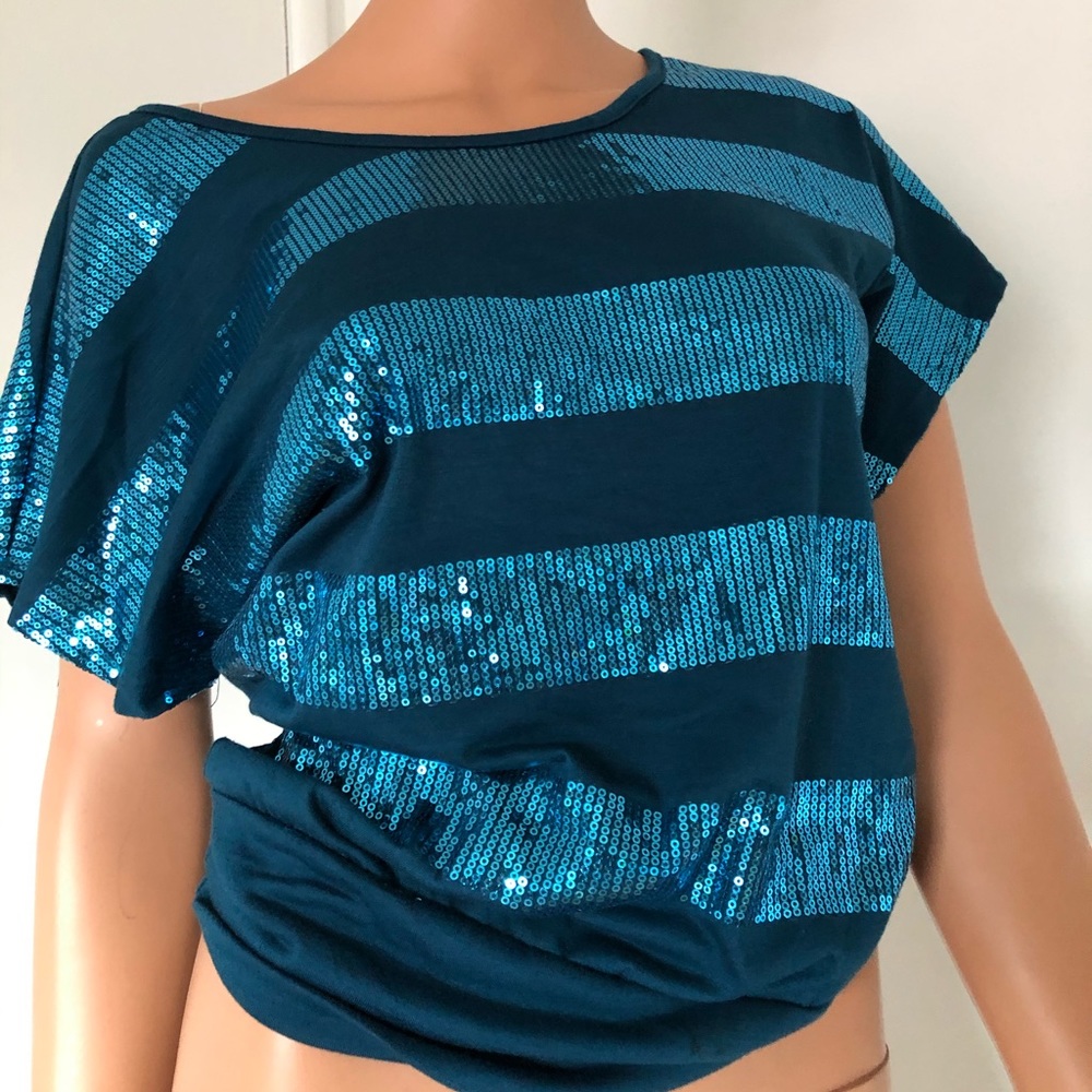 Stripped Glitter Blue Shirt